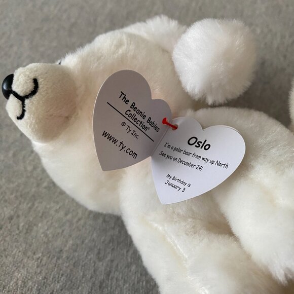 NWT Ty Original Beanie Babies Oslo the Christmas Polar Bear 6" 2019 - Picture 8 of 13